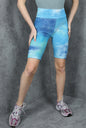 TIE DYE PRINT WAFFLE SPORTS CYCLING SHORTS