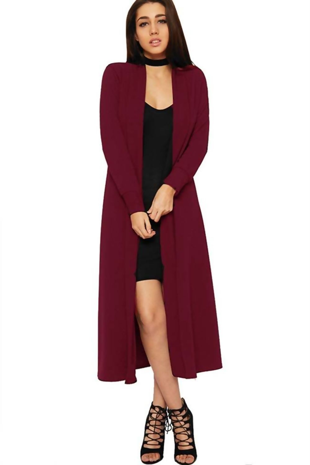 Saima Long Cardigan - 100% Cotton Knitwear, Approx. 99cm Length