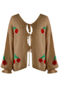 Long Sleeve Cherry Bow Cardigan