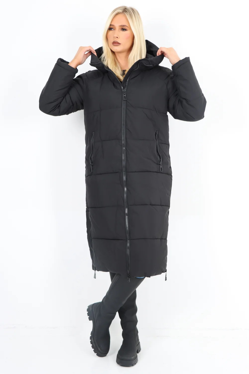 Italian Padded Hooded jacket Long length